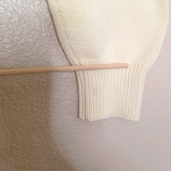 Vintage Lands' End Men's Cream Knit Long Sleeve  V-Neck Sweater Top Size XL - Picture 7 of 12